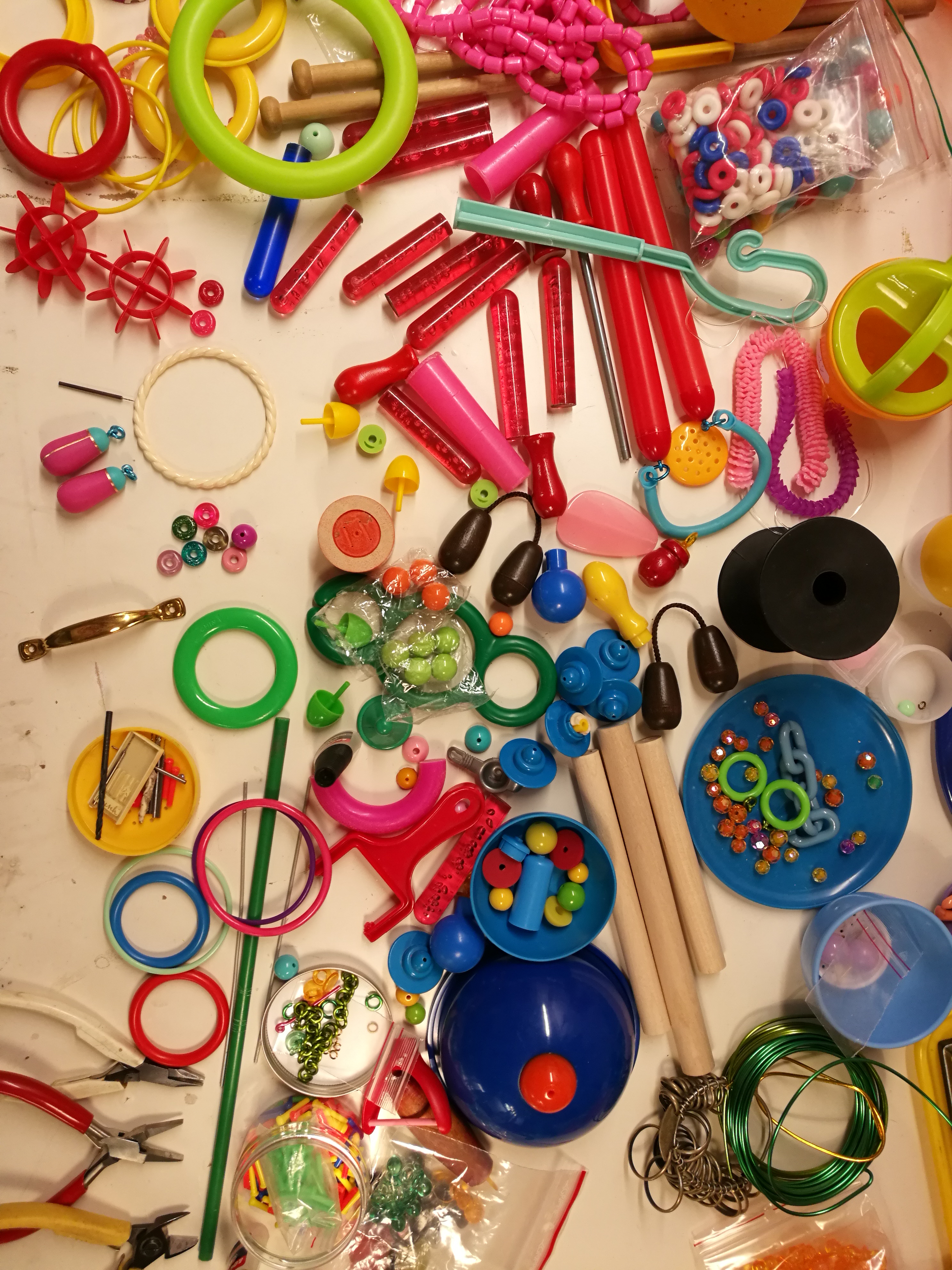 Helena's worktable and materials
